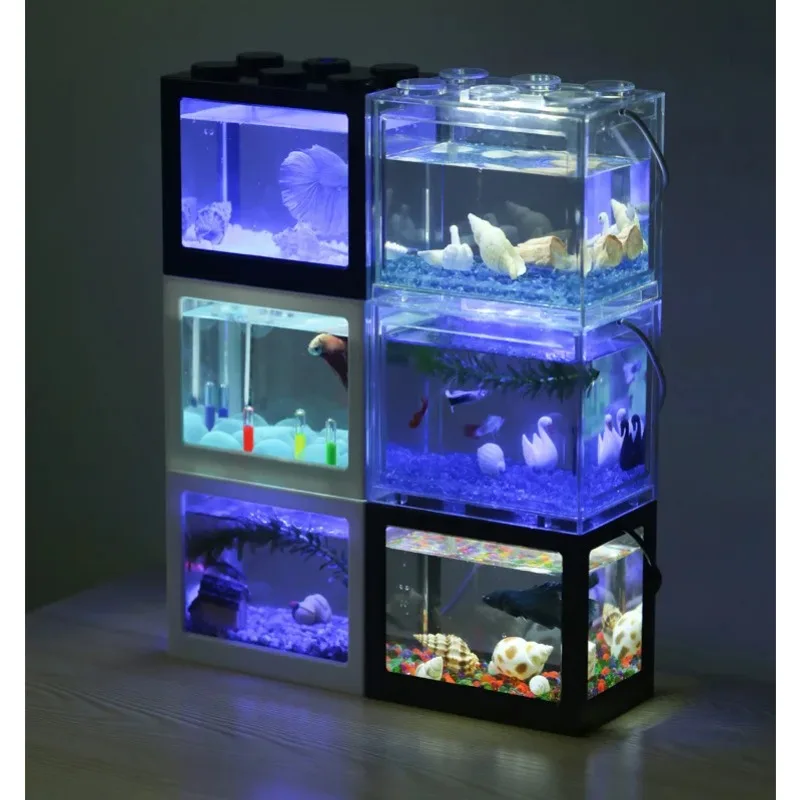 Betta Fish Tank - 1L USB LED سطح المكتب حوض