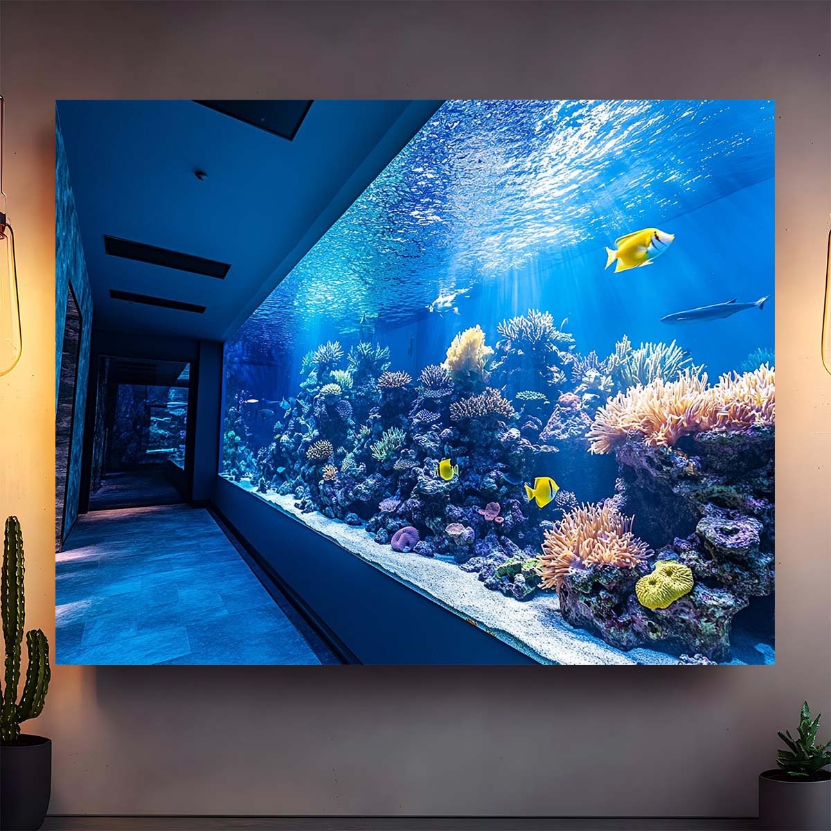 لوحة جدارية زاهية لحوض السمك ت - مراجعة Fish Aquarium Home وسعره